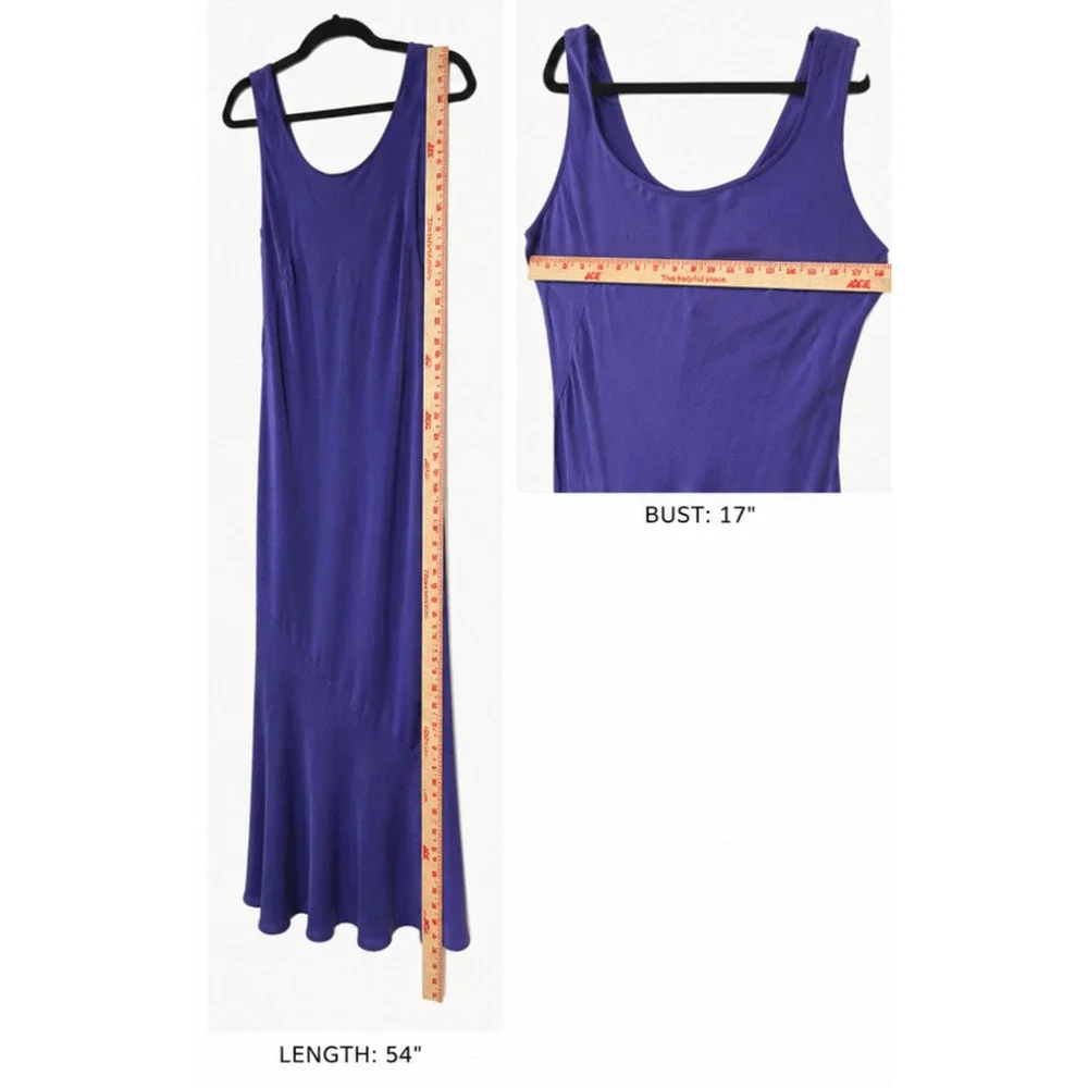 Silk 2 Pc Set Purple Beaded Ruffle Jacket VNTG A-Line Maxi Slip Dress Jones NY 8 - Picture 11 of 11